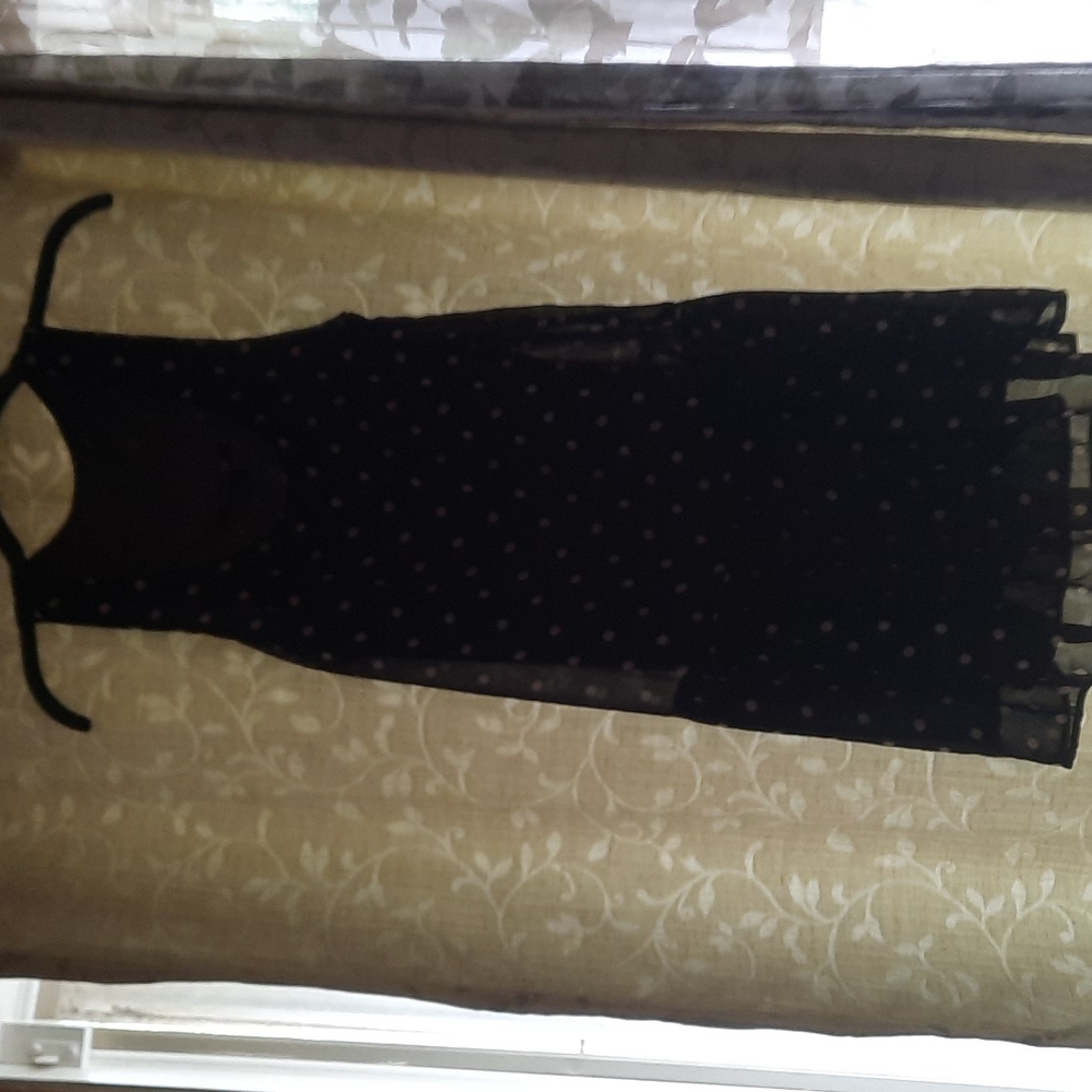 Forever 21 black and white polka dot sheer dress. small